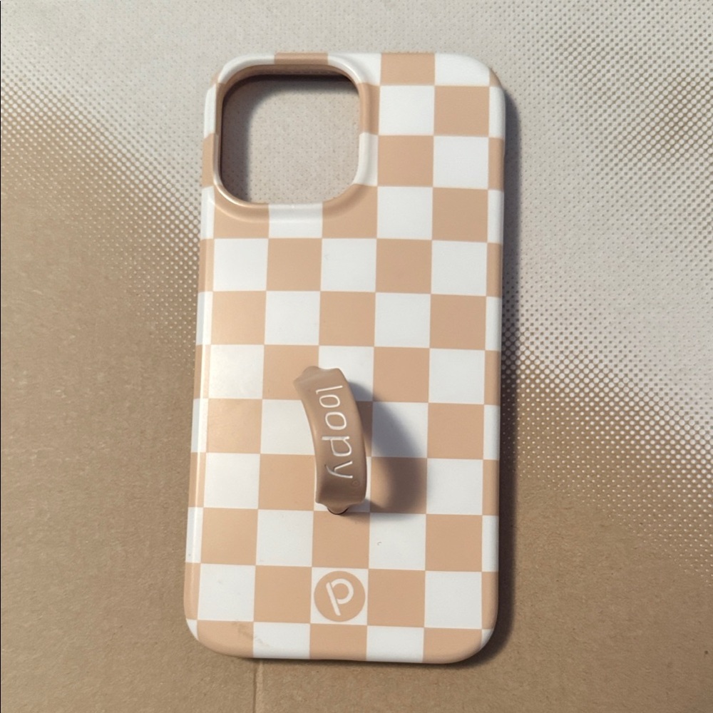 Loopy Case Beige and White Checkered Phone Case